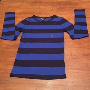 New, Prince & Fox Boy’s Stripe Blue Long Sleeves Tee Top, size medium